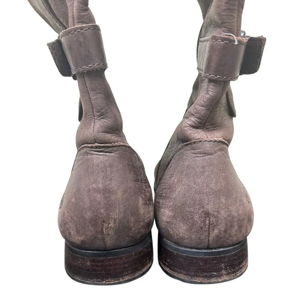BORN Size 9 Brown 100% Leather Tall Winter Boots Closet Staple Luxury Buckle